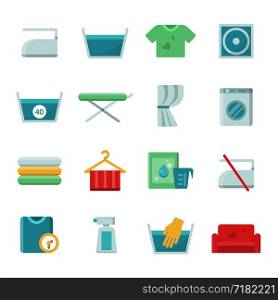 Laundry symbols. Vector icons set for laundry and washing. Illustration of clothing wash and dry, temperature washing. Laundry symbols. Vector icons set for laundry and washing
