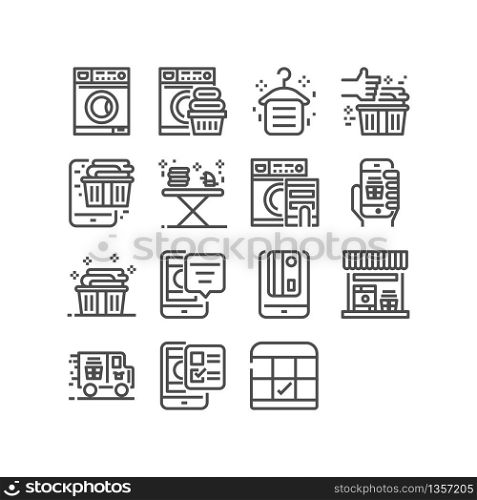 Laundry, Thin line icons set for mobile app and web application. Pixel Perfect.