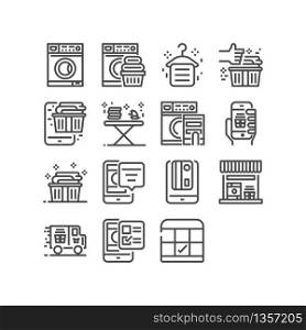 Laundry, Thin line icons set for mobile app and web application. Pixel Perfect.