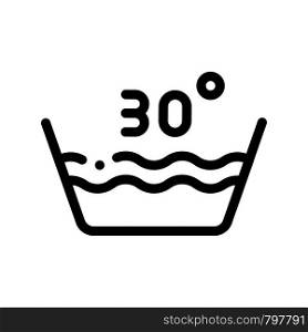 Laundry Thirty Degrees Celsius Vector Line Icon. Wash Water Degrees Centigrade Washing Things Service Linear Pictogram. Laundromat, Dry-Cleaning, Launderette, Stain Removal Contour Illustration. Laundry Thirty Degrees Celsius Vector Line Icon