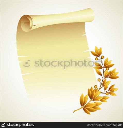 Laurel branch and a scroll. Vector illustration EPS 10. Laurel branch and a scroll. Vector illustration