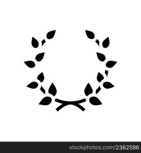 laurel crown glyph icon vector. laurel crown sign. isolated contour symbol black illustration. laurel crown glyph icon vector illustration