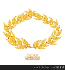 Laurel Crown. Greek Wreath With Golden Leaves. Vector Illustration. Laurel Crown. Greek Wreath With Golden Leaves. Vector Illustration.
