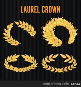 Laurel Crown Set. Greek Wreath With Golden Leaves. Laurel Crown Set. Greek Wreath With Golden Leaves. Vector Illustration.