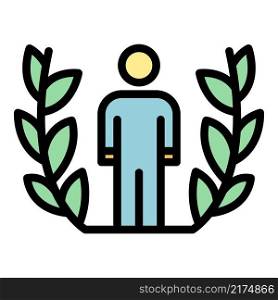 Laurel excellence man icon. Outline laurel excellence man vector icon color flat isolated. Laurel excellence man icon color outline vector