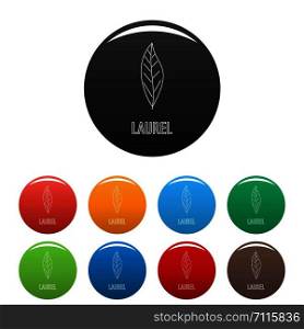 Laurel leaf icon. Outline illustration of laurel leaf vector icons set color isolated on white. Laurel leaf icons set color vector