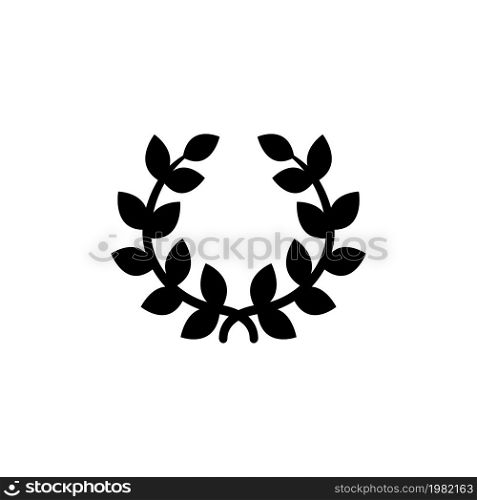 Laurel Wreath. Flat Vector Icon. Simple black symbol on white background. Laurel Wreath Flat Vector Icon
