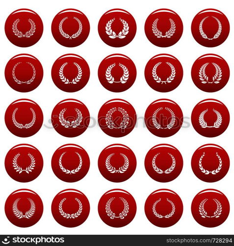 Laurel wreath icons set. Simple illustration of 25 laurel wreath vector icons red isolated. Laurel wreath icons set vetor red