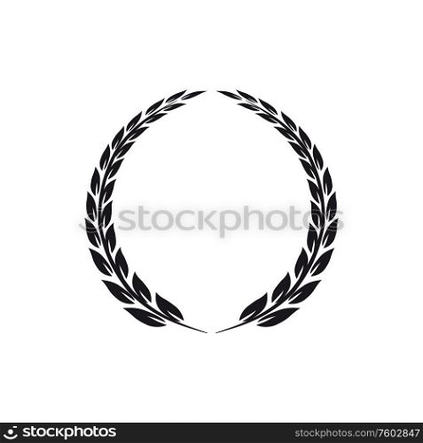 Laurel wreath isolated black frame. Vector ornamental leaves icon, winners award symbol. Victory symbol, isolated laurel wreath