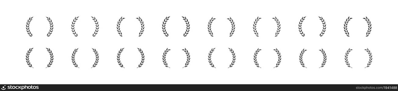 Laurel wreath set icon. Award chaplet sign symbol. Vector flat illustration