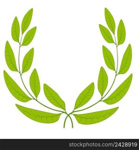 Laurel wreath with green leaves icon sign symbol of glory, victory or peace, vector Laurel wreath sign of victory and triumph