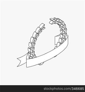 Laurel wreath with ribbon icon in isometric 3d style on a white background . Laurel wreath with ribbon icon, isometric 3d style