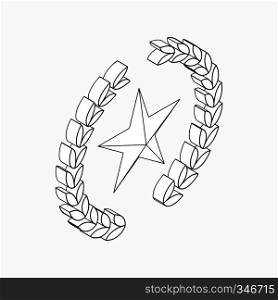 Laurel wreath with star icon in isometric 3d style on a white background . Laurel wreath with star icon, isometric 3d style