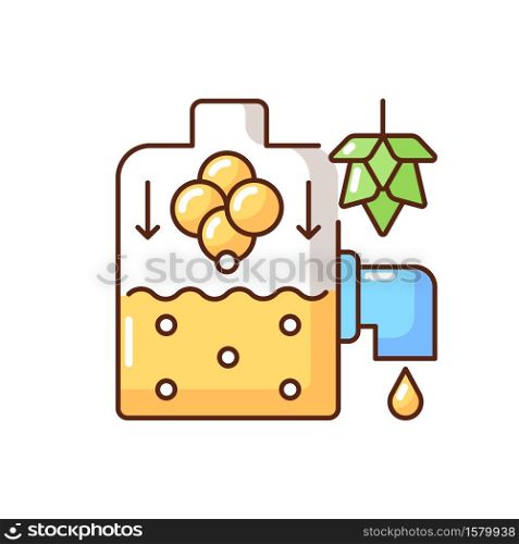 Lautering RGB color icon. Beer fermentation from hops. Brewery automated production. Industrial appliance for malting. Manufacturing process for alcohol. Isolated vector illustration. Lautering RGB color icon