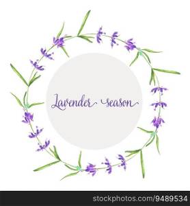 Lavander flower in a watercolor style isolated. Aquarelle wild flower for background, texture, wrapper pattern, frame or border.. Lavander flower in a watercolor style isolated. Vector illustration