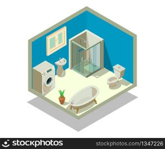 Lavatory concept banner. Isometric banner of lavatory vector concept for web, giftcard and postcard. Lavatory concept banner, isometric style