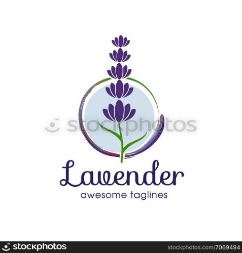 lavender flower logo for beauty and cosmetic company , lavender flower Logo in trendy linear style
