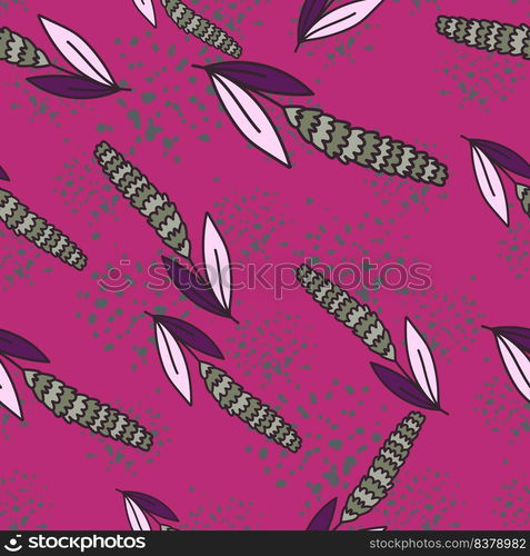 Lavender flower seamless pattern. Creative floral wallpaper. Simple cute plants endless backdrop. Design for fabric, textile print, wrapping paper, cover. Doodle vector illustration. Lavender flower seamless pattern. Creative floral wallpaper. Simple cute plants endless backdrop.