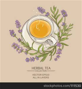 lavender tea illustration. cup of lavender tea on color background