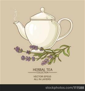 lavender tea in teapot. lavender tea in teapot on color backgrond