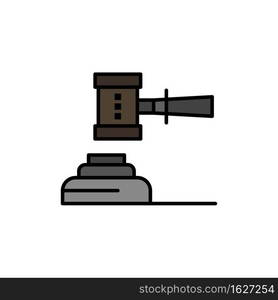 Law, Action, Auction, Court, Gavel, Hammer, Judge, Legal Flat Color Icon. Vector icon banner Template