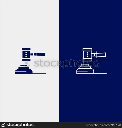 Law, Action, Auction, Court, Gavel, Hammer, Judge, Legal Line and Glyph Solid icon Blue banner Line and Glyph Solid icon Blue banner