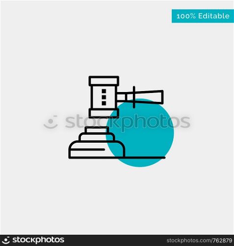 Law, Action, Auction, Court, Gavel, Hammer, Judge, Legal turquoise highlight circle point Vector icon