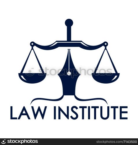 Law and justice logo. Scales of justice logo. Court of law symbol.