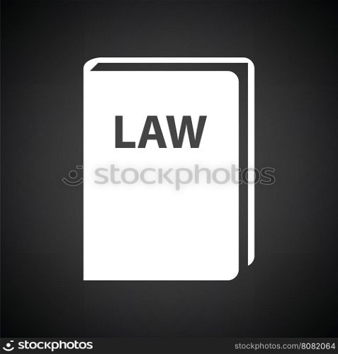 Law book icon. Black background with white. Vector illustration.