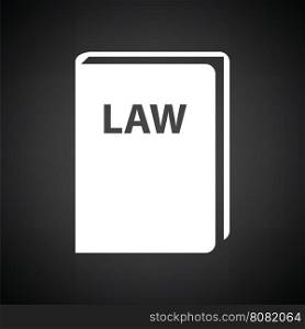 Law book icon. Black background with white. Vector illustration.