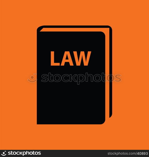 Law book icon. Orange background with black. Vector illustration.