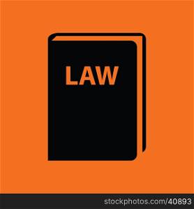 Law book icon. Orange background with black. Vector illustration.