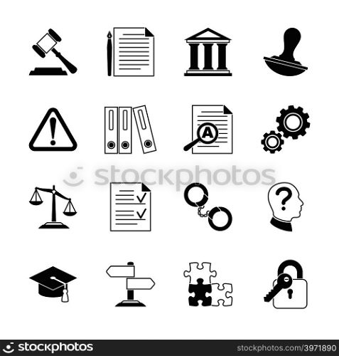 Law consulting, legal compliance vector icons. Policy and regulations pictograms illustration. Law consulting, legal compliance vector icons