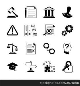 Law consulting, legal compliance vector icons. Policy and regulations pictograms illustration. Law consulting, legal compliance vector icons