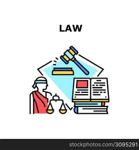 Law Consulting Vector Icon Concept. Law Consulting And Advocate Professional Work, Lawyer Researching Constitution And Protect Rights In Court. Notary Consultation Color Illustration. Law Consulting Vector Concept Color Illustration
