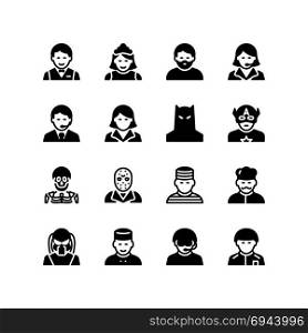 Law, crime and hotel management people icon set
