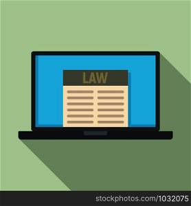 Law laptop icon. Flat illustration of law laptop vector icon for web design. Law laptop icon, flat style