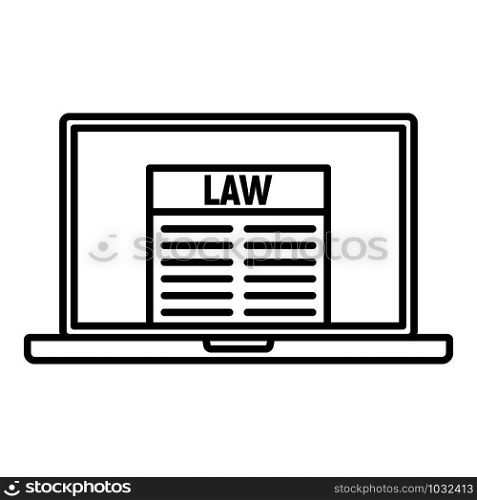 Law laptop icon. Outline law laptop vector icon for web design isolated on white background. Law laptop icon, outline style