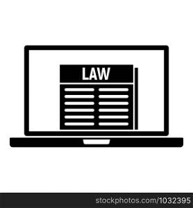 Law laptop icon. Simple illustration of law laptop vector icon for web design isolated on white background. Law laptop icon, simple style