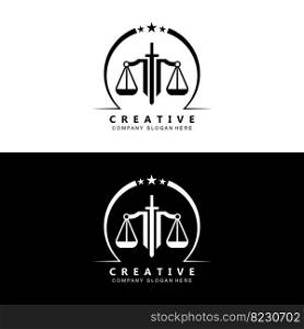 Law Logo, Scales Justice Vector, Design For Pawnshop Brands, Law, Attorney, Financial Institutions