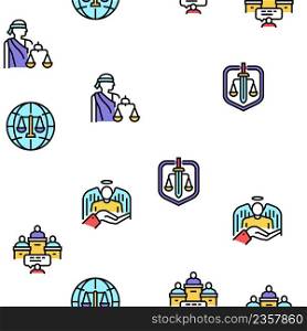 Law Notary Advising Vector Seamless Pattern Thin Line Illustration. Law Notary Advising Vector Seamless Pattern