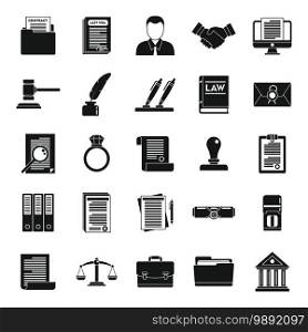 Law notary icons set. Simple set of law notary vector icons for web design on white background. Law notary icons set, simple style