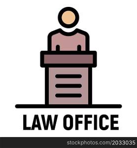 Law office icon. Outline law office vector icon color flat isolated. Law office icon color outline vector