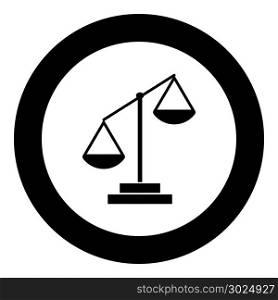 Law scale icon black color in circle vector illustration isolated