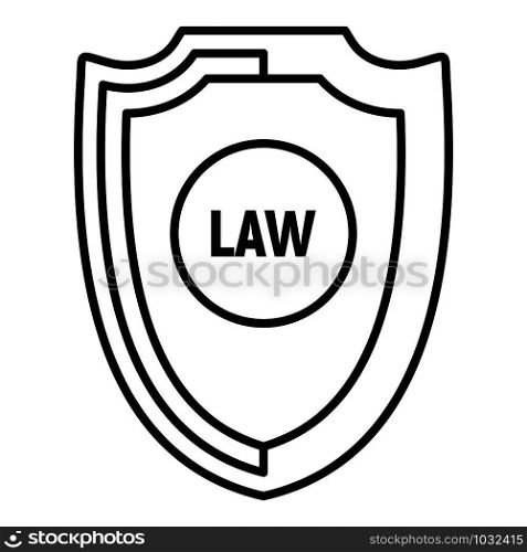 Law shield icon. Outline law shield vector icon for web design isolated on white background. Law shield icon, outline style