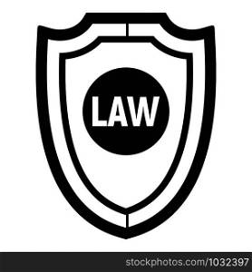 Law shield icon. Simple illustration of law shield vector icon for web design isolated on white background. Law shield icon, simple style