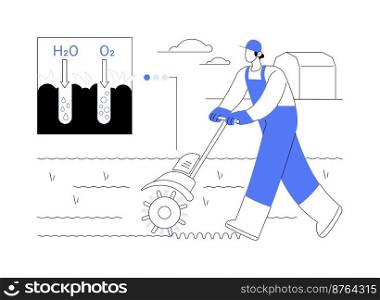 Lawn aeration abstract concept vector illustration. Restore lawn, overseeding service, absorb air and water, grass fertilization, aeration machine, garden maintenance, landscape abstract metaphor.. Lawn aeration abstract concept vector illustration.