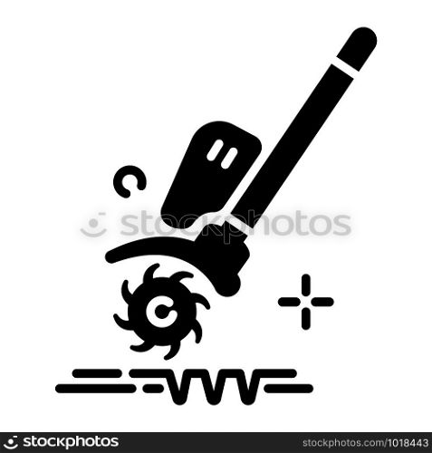Lawn care and aeration - glyph icon, lawn grass service, gardening and landscaping, isolated simple sing with aerating tool on white background, vector for web, app. Lawn Care Vector