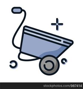 Lawn care and garden working - color filled outline icon, lawn grass service, gardening and landscaping, isolated simple sing with wheelbarrow on white background, vector for web, app. Lawn Care Vector