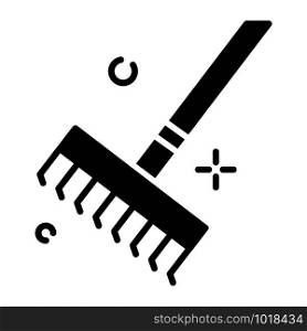Lawn care and garden working - glyph icon, lawn grass service, gardening and landscaping, isolated simple sing with rake tool on white background, vector for web, app. Lawn Care Vector
